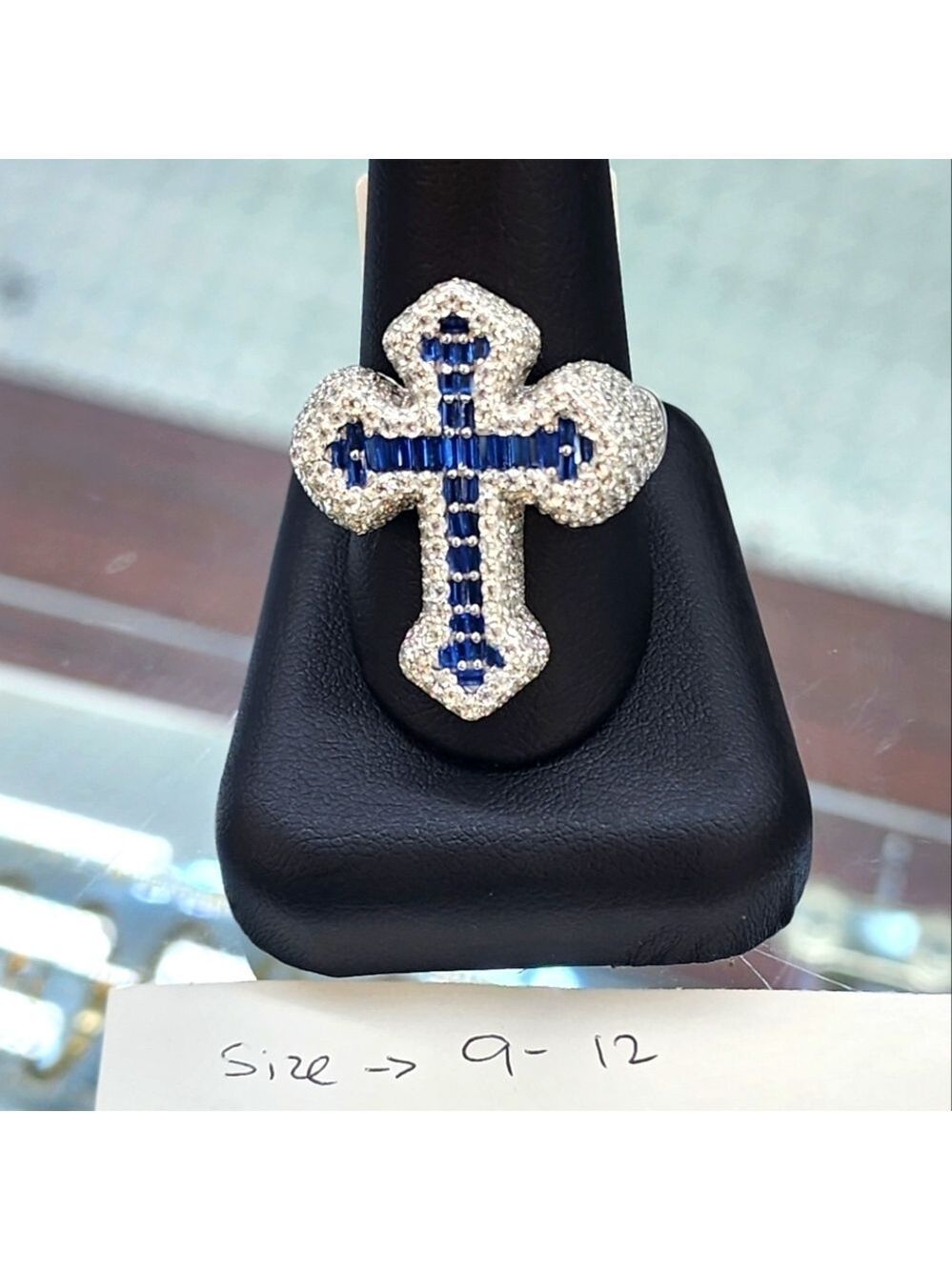 925 Silver Cross Ring Bugget and round cubic zirconia - Picture 9 of 9